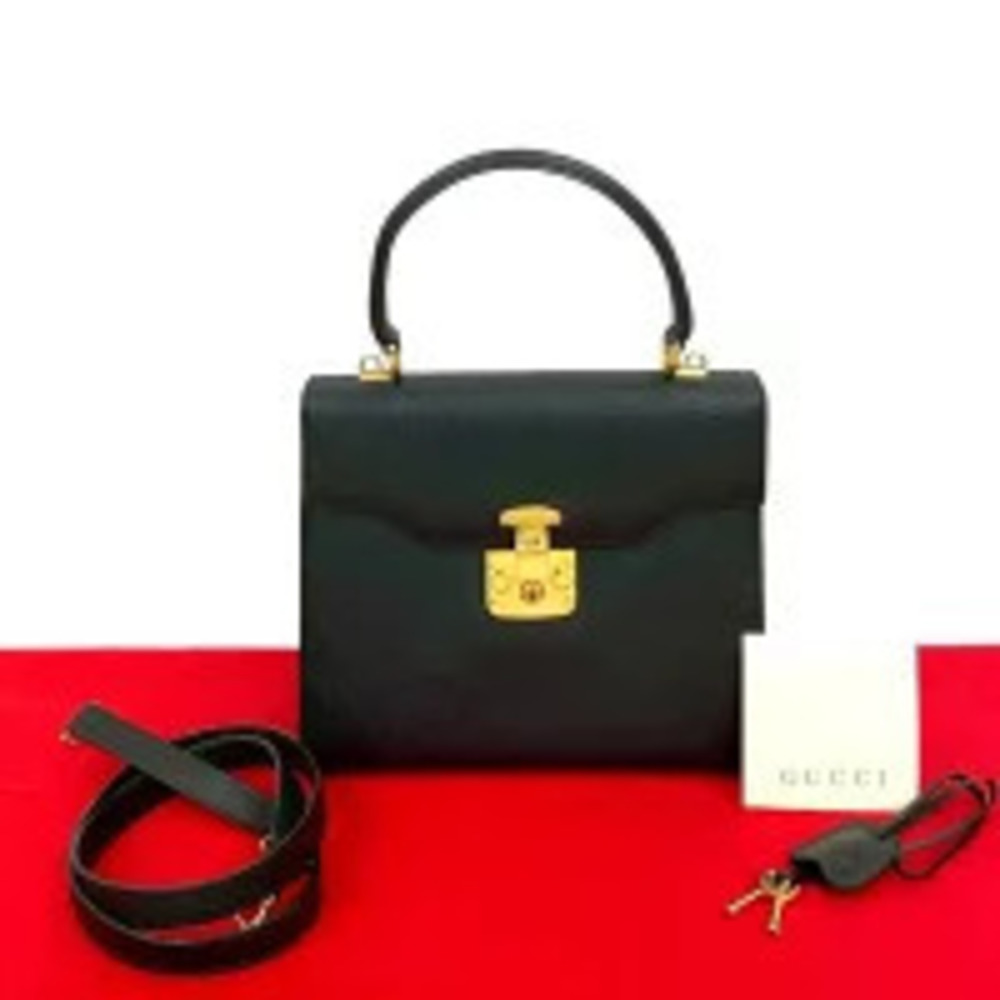 Gucci Lady Lock Leather 2Way Shoulder Bag Black